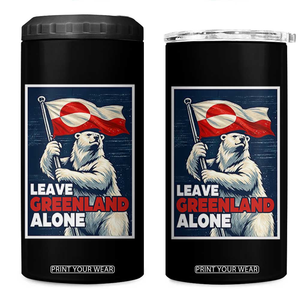 Leave Greenland Alone Vintage Poster Graphic 4 in 1 Can Cooler Tumbler Retro Polar Bear Waving Flag Patriot TS02 One Size: 16 oz Black Print Your Wear