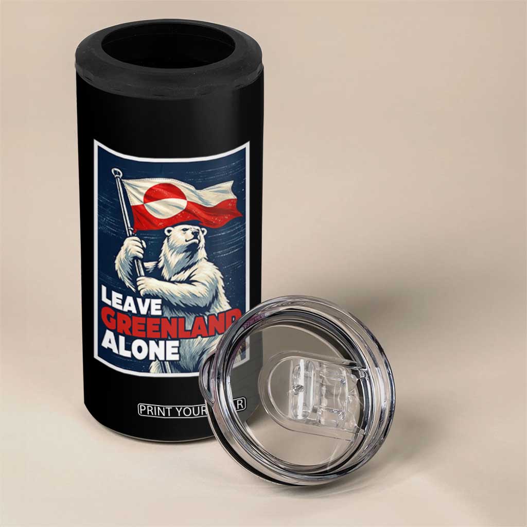 Leave Greenland Alone Vintage Poster Graphic 4 in 1 Can Cooler Tumbler Retro Polar Bear Waving Flag Patriot TS02 Print Your Wear