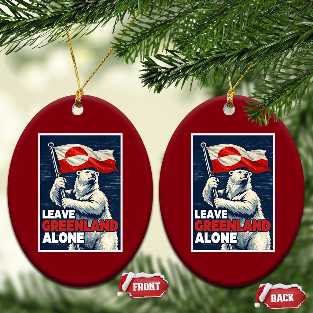 Leave Greenland Alone Vintage Poster Graphic Ceramic Ornament Retro Polar Bear Waving Flag Patriot TS02 Print Your Wear