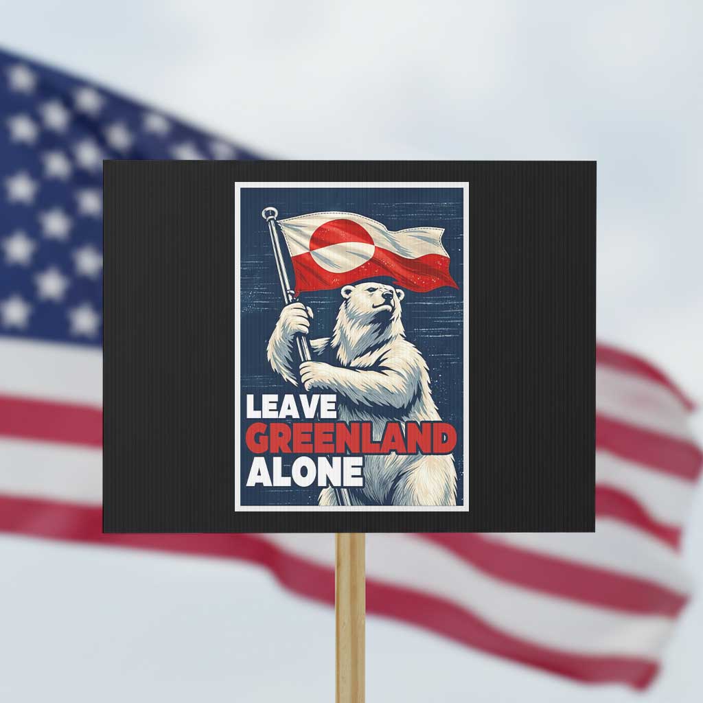 Leave Greenland Alone Vintage Poster Graphic Protest Sign Retro Polar Bear Waving Flag Patriot TS02 Horizontal 18