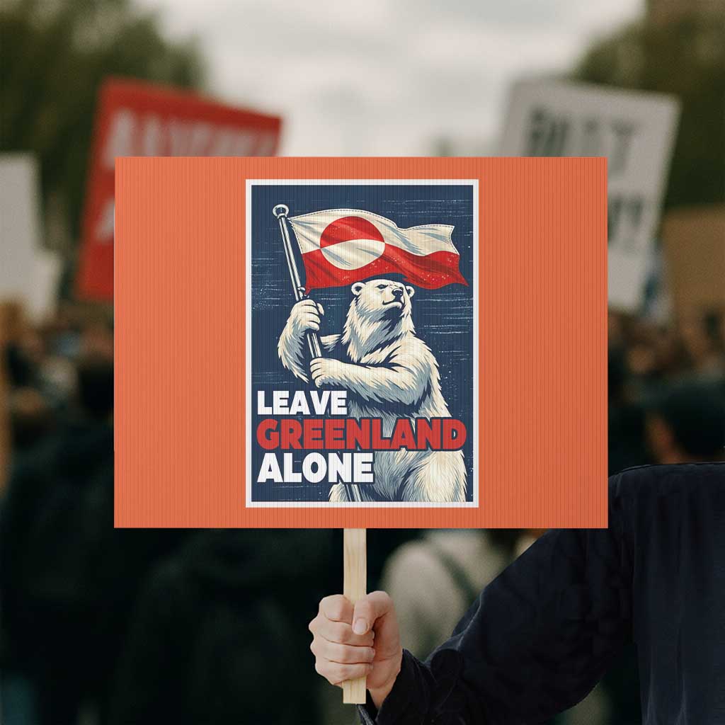Leave Greenland Alone Vintage Poster Graphic Protest Sign Retro Polar Bear Waving Flag Patriot TS02 Horizontal 18