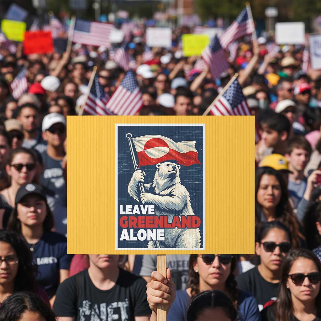 Leave Greenland Alone Vintage Poster Graphic Protest Sign Retro Polar Bear Waving Flag Patriot TS02 Horizontal 18