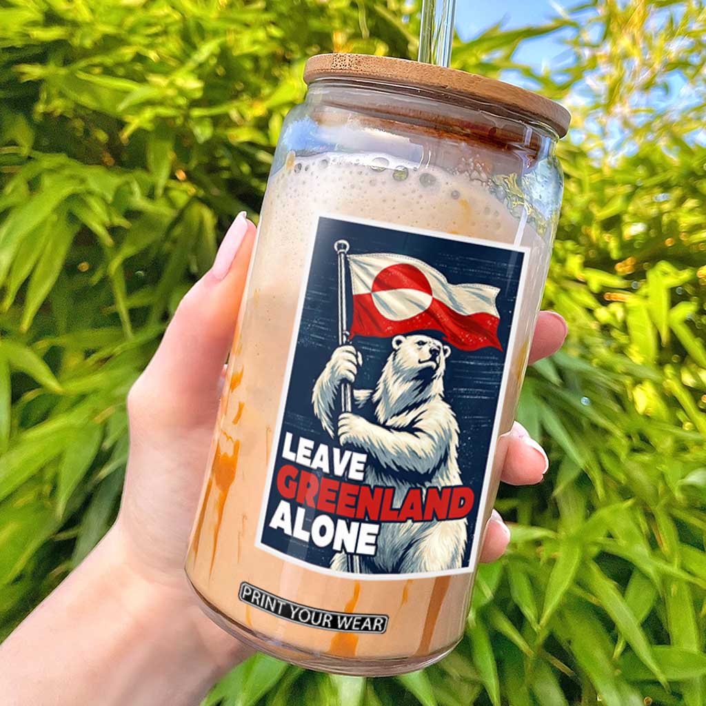 Leave Greenland Alone Vintage Poster Graphic Glass Can Retro Polar Bear Waving Flag Patriot TS02 Black Print Your Wear