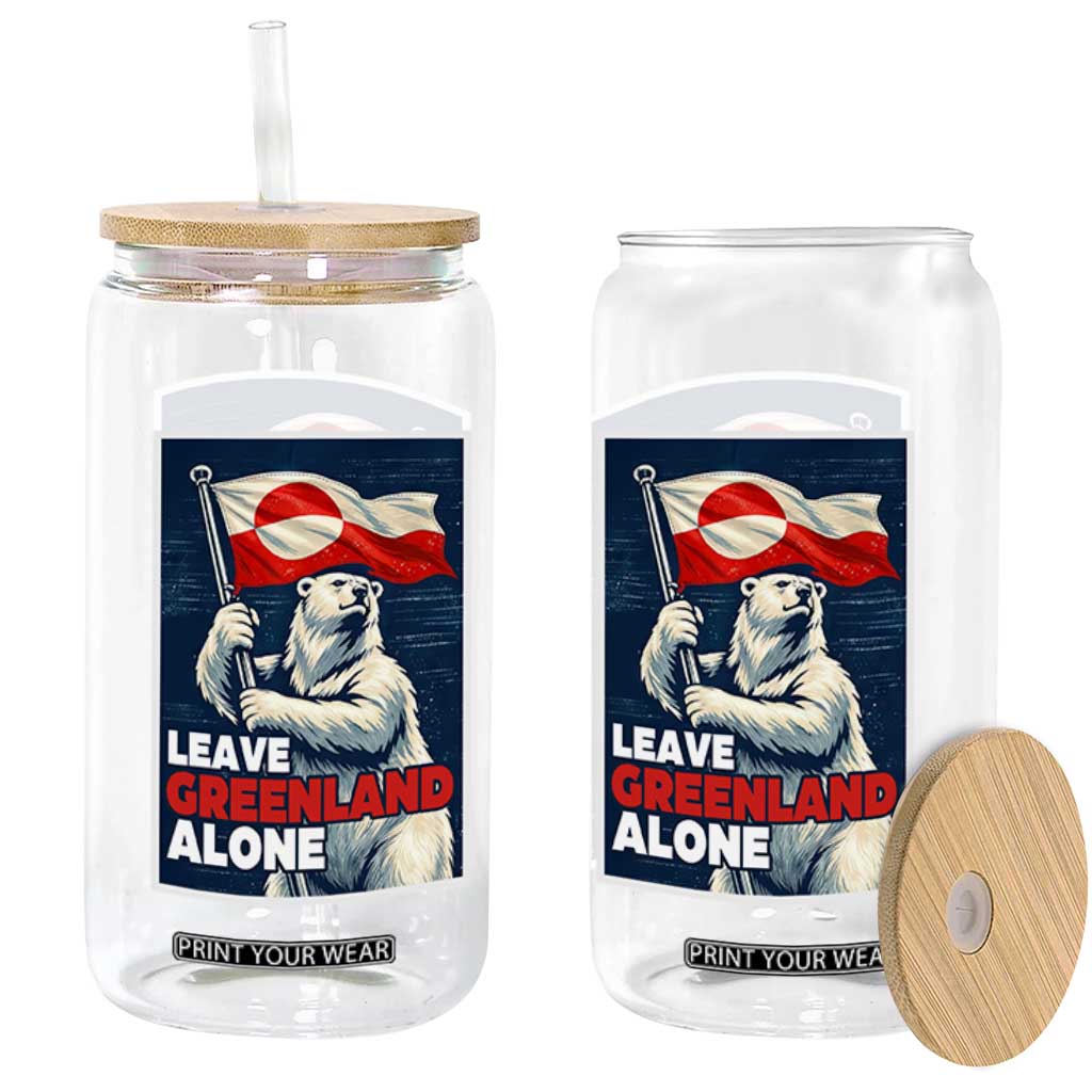 Leave Greenland Alone Vintage Poster Graphic Glass Can Retro Polar Bear Waving Flag Patriot TS02 Print Your Wear