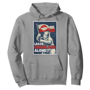 Leave Greenland Alone Vintage Poster Graphic Hoodie Retro Polar Bear Waving Flag Patriot TS02 Sport Gray Print Your Wear