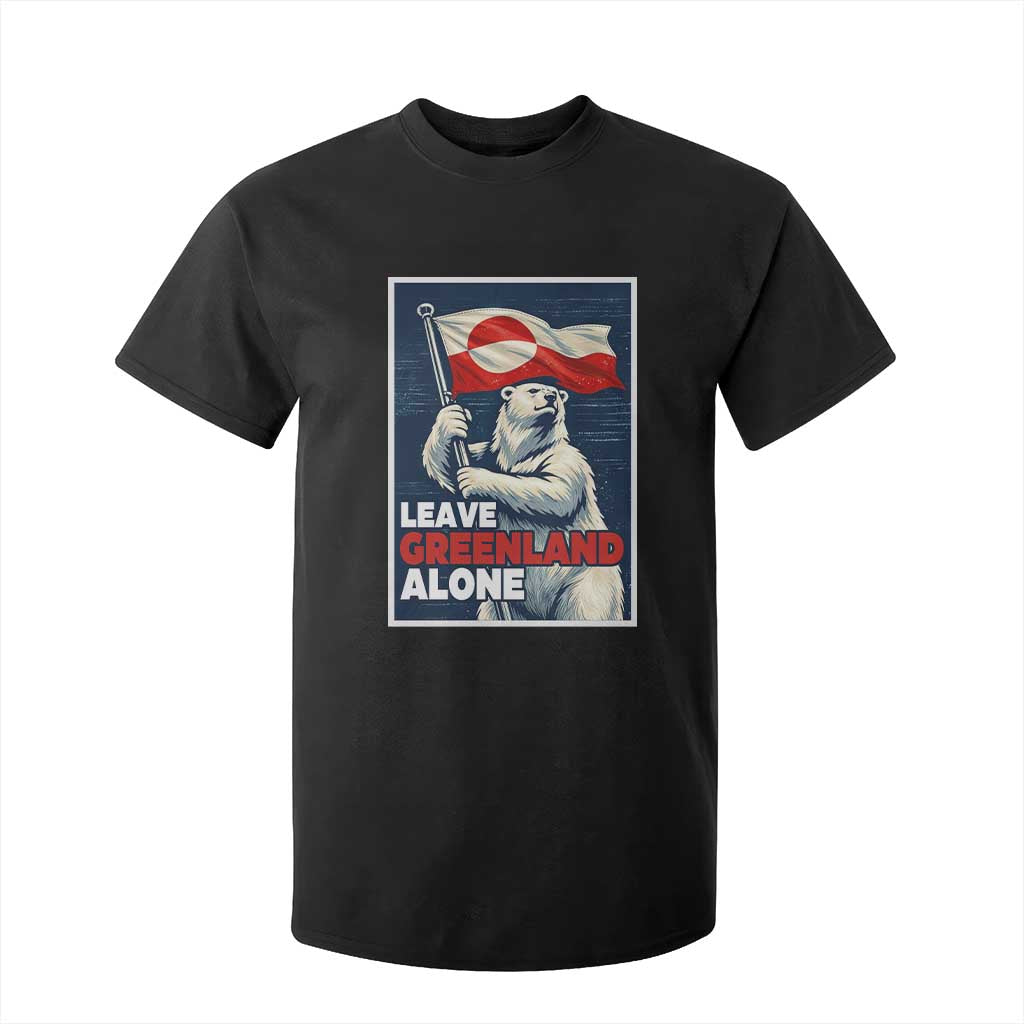 Leave Greenland Alone Vintage Poster Graphic T Shirt For Kid Retro Polar Bear Waving Flag Patriot TS02 Black Print Your Wear