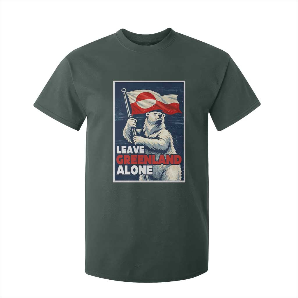 Leave Greenland Alone Vintage Poster Graphic T Shirt For Kid Retro Polar Bear Waving Flag Patriot TS02 Dark Forest Green Print Your Wear