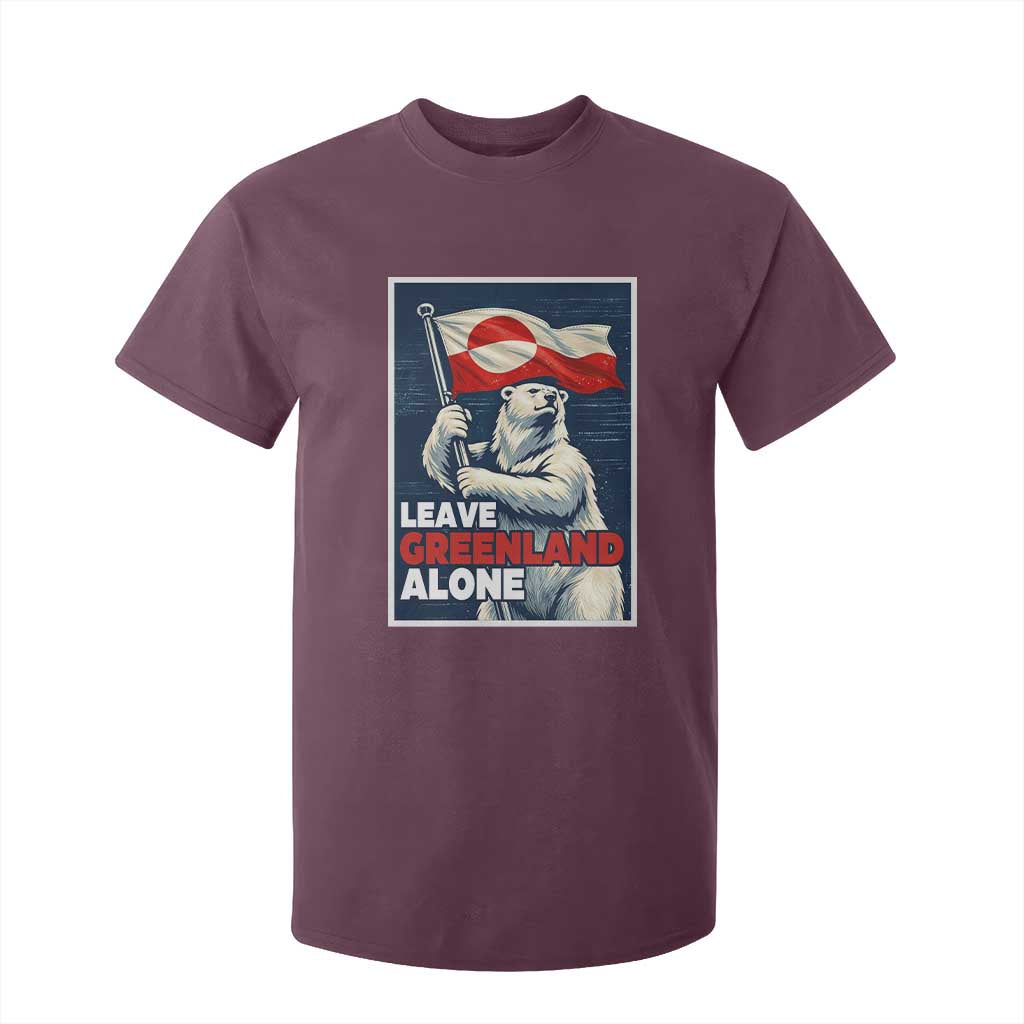 Leave Greenland Alone Vintage Poster Graphic T Shirt For Kid Retro Polar Bear Waving Flag Patriot TS02 Maroon Print Your Wear