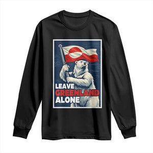 Leave Greenland Alone Vintage Poster Graphic Long Sleeve Shirt Retro Polar Bear Waving Flag Patriot TS02 Black Print Your Wear
