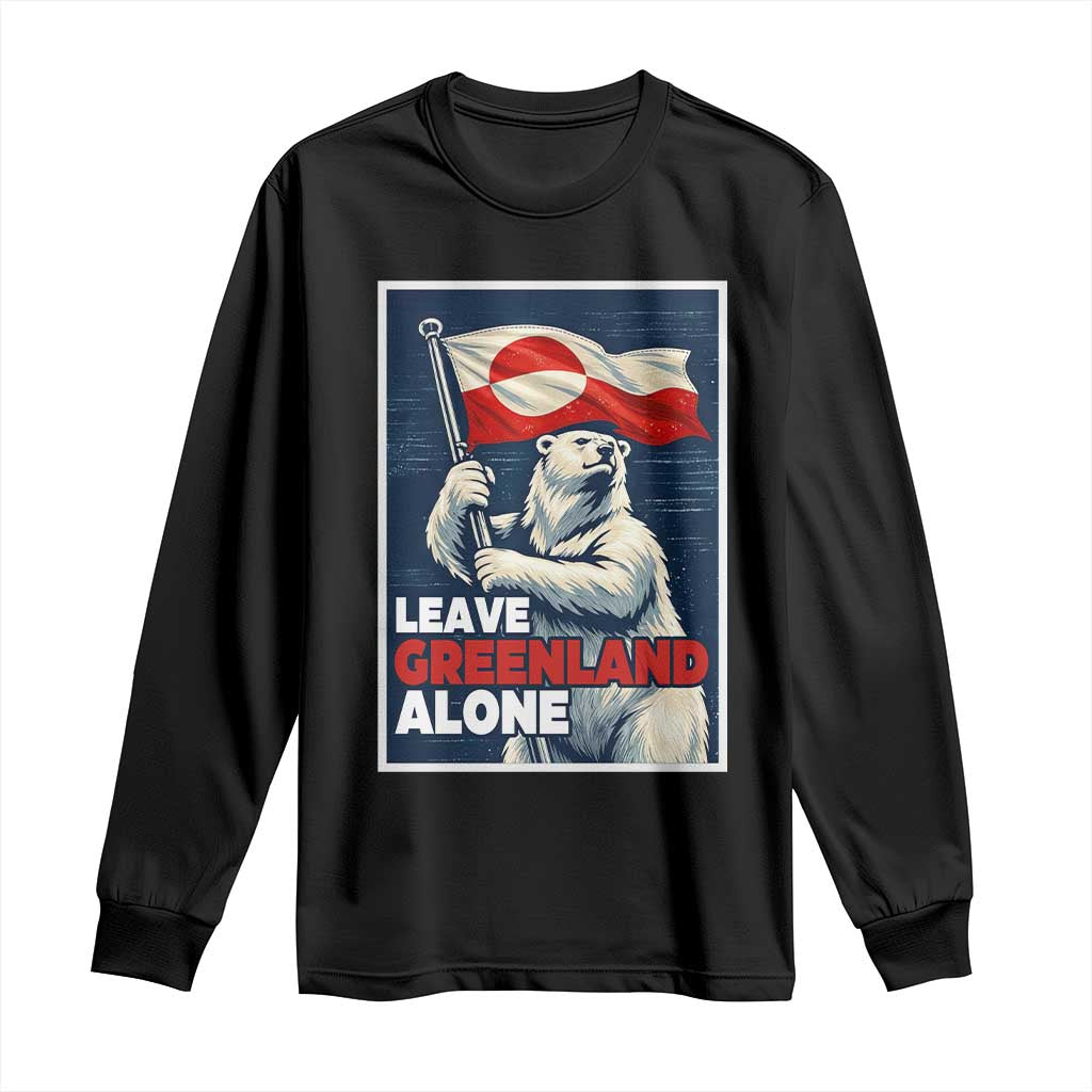 Leave Greenland Alone Vintage Poster Graphic Long Sleeve Shirt Retro Polar Bear Waving Flag Patriot TS02 Black Print Your Wear