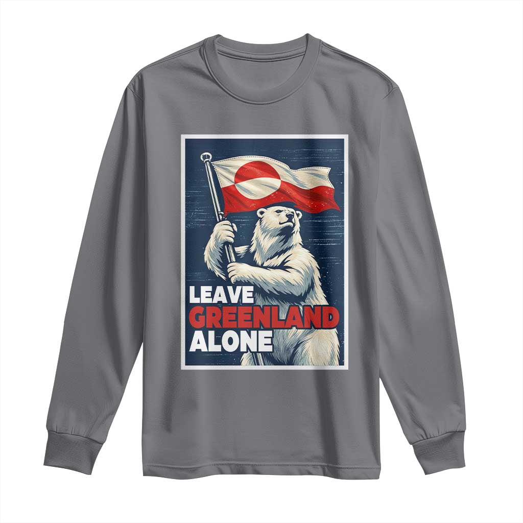 Leave Greenland Alone Vintage Poster Graphic Long Sleeve Shirt Retro Polar Bear Waving Flag Patriot TS02 Charcoal Print Your Wear