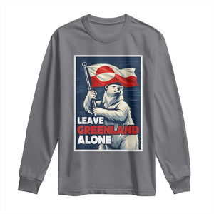 Leave Greenland Alone Vintage Poster Graphic Long Sleeve Shirt Retro Polar Bear Waving Flag Patriot TS02 Charcoal Print Your Wear