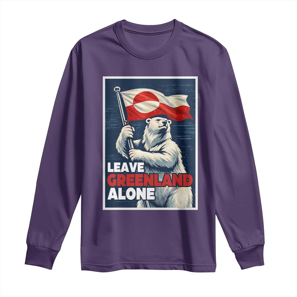 Leave Greenland Alone Vintage Poster Graphic Long Sleeve Shirt Retro Polar Bear Waving Flag Patriot TS02 Purple Print Your Wear