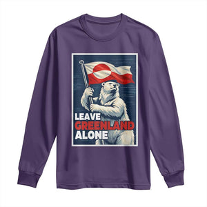 Leave Greenland Alone Vintage Poster Graphic Long Sleeve Shirt Retro Polar Bear Waving Flag Patriot TS02 Purple Print Your Wear