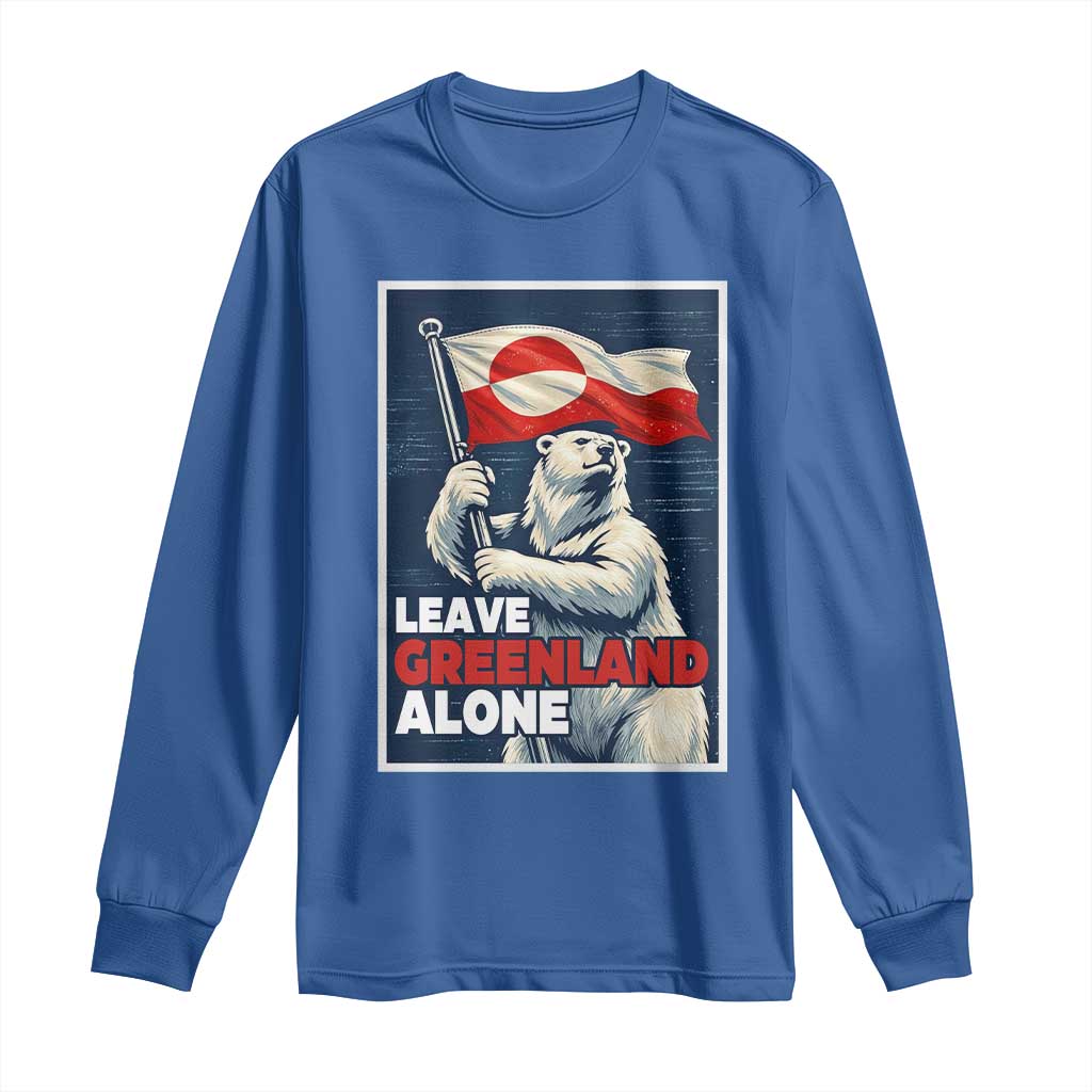 Leave Greenland Alone Vintage Poster Graphic Long Sleeve Shirt Retro Polar Bear Waving Flag Patriot TS02 Royal Blue Print Your Wear