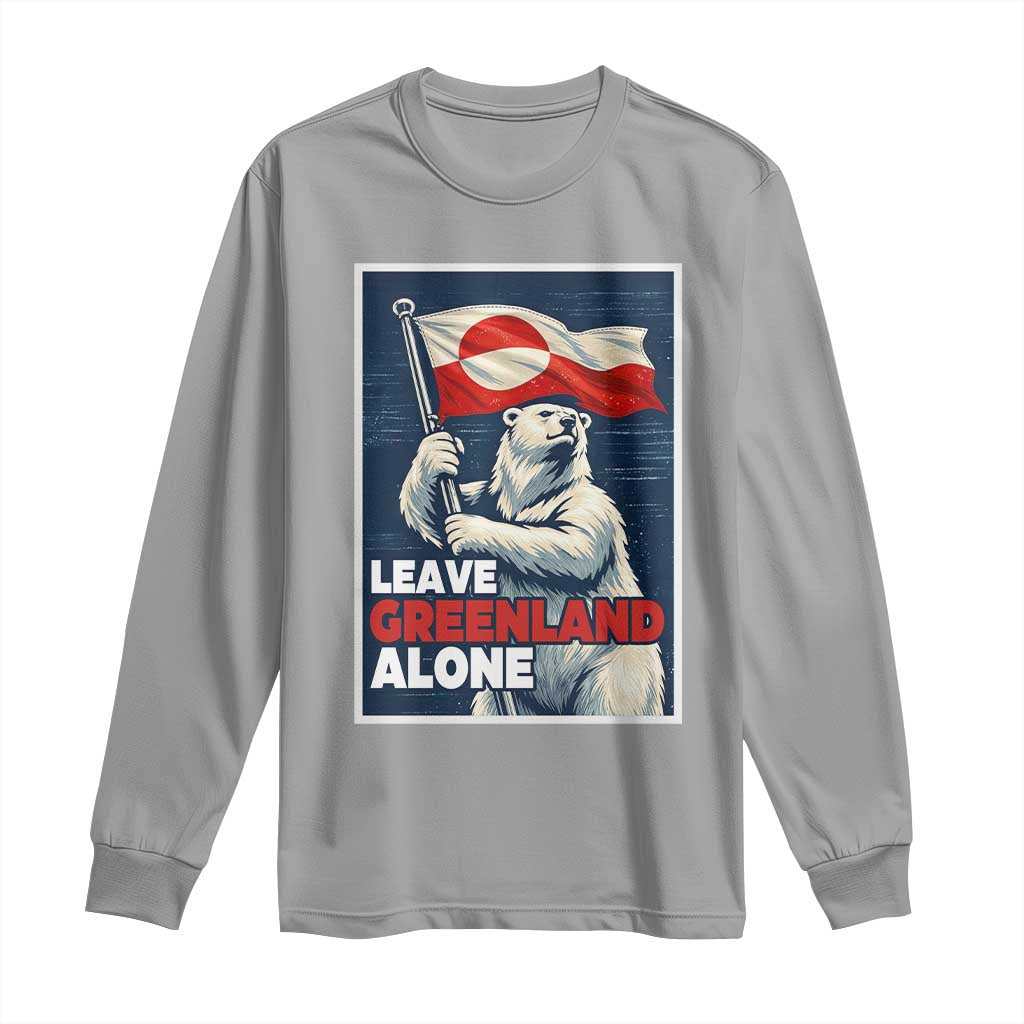 Leave Greenland Alone Vintage Poster Graphic Long Sleeve Shirt Retro Polar Bear Waving Flag Patriot TS02 Sport Gray Print Your Wear