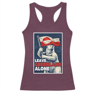 Leave Greenland Alone Vintage Poster Graphic Racerback Tank Top Retro Polar Bear Waving Flag Patriot TS02 Maroon Print Your Wear