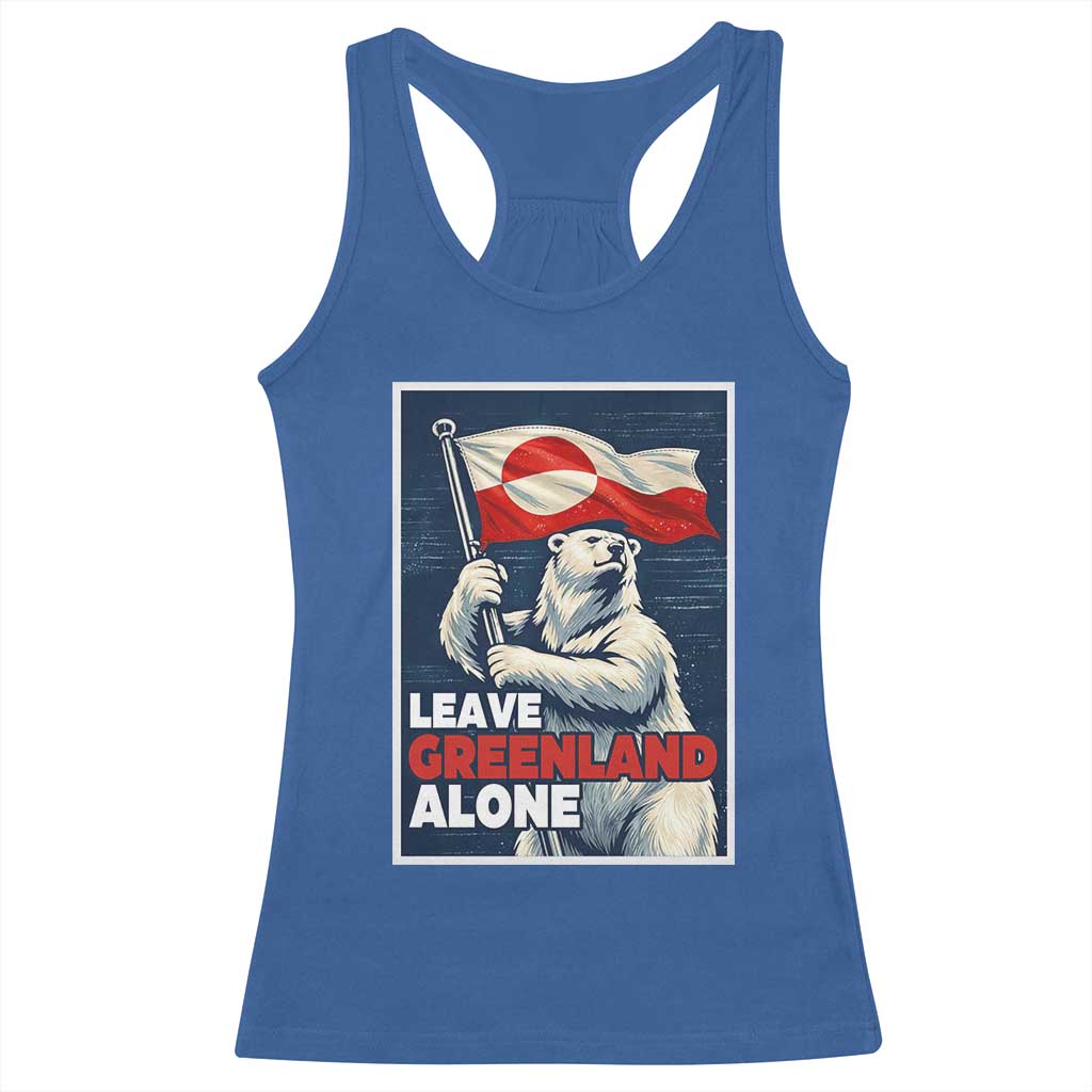 Leave Greenland Alone Vintage Poster Graphic Racerback Tank Top Retro Polar Bear Waving Flag Patriot TS02 Royal Blue Print Your Wear