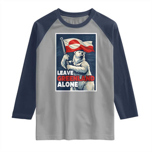 Leave Greenland Alone Vintage Poster Graphic Raglan Shirt Retro Polar Bear Waving Flag Patriot TS02 Sport Gray Navy Print Your Wear