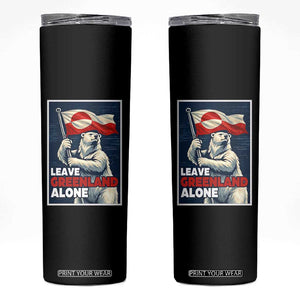 Leave Greenland Alone Vintage Poster Graphic Skinny Tumbler Retro Polar Bear Waving Flag Patriot TS02 Black Print Your Wear