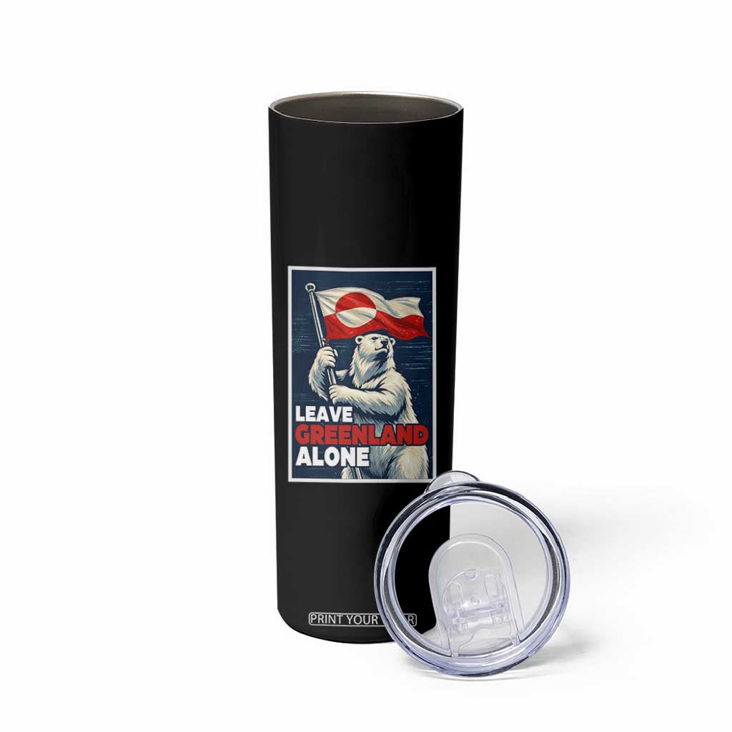 Leave Greenland Alone Vintage Poster Graphic Skinny Tumbler Retro Polar Bear Waving Flag Patriot TS02 Print Your Wear