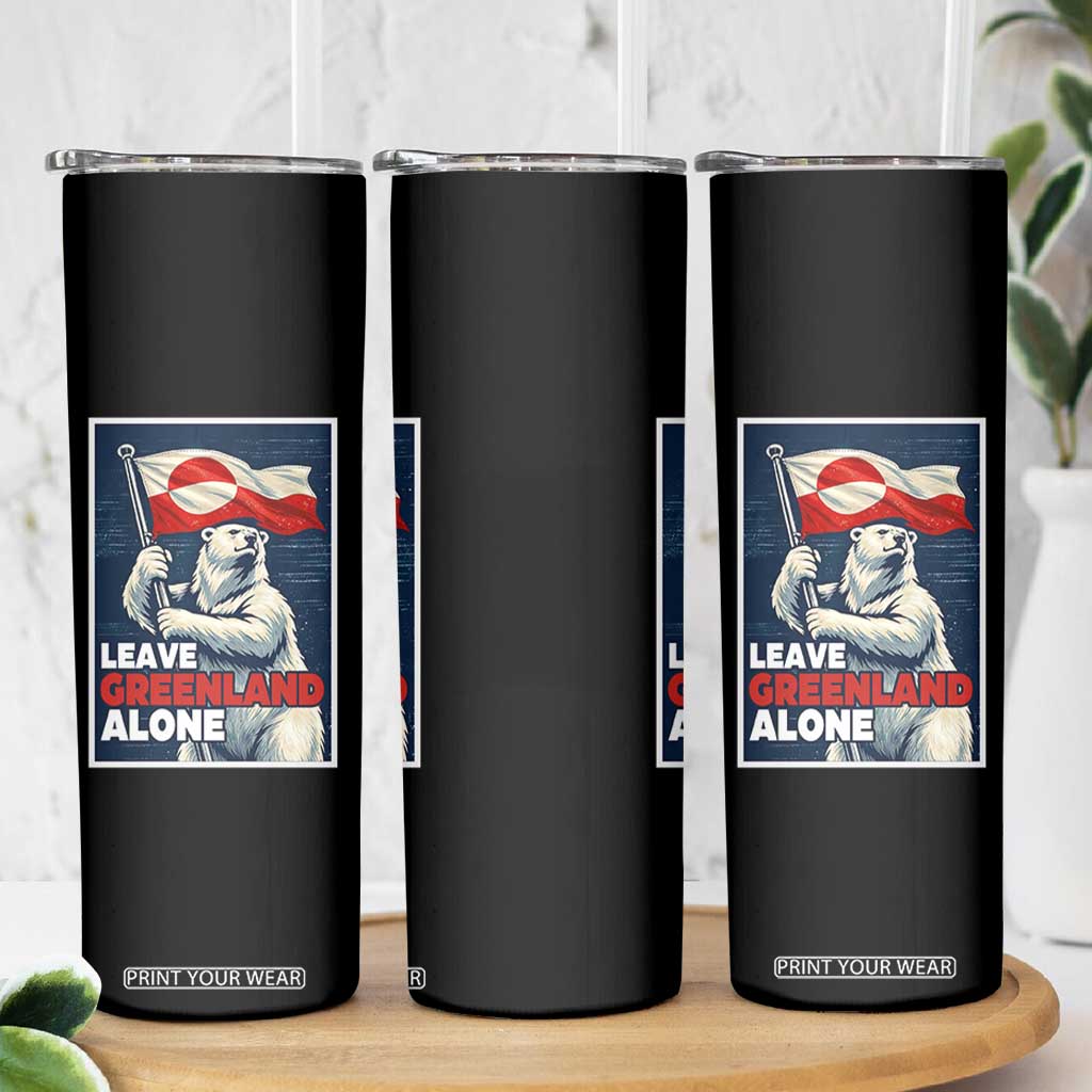 Leave Greenland Alone Vintage Poster Graphic Skinny Tumbler Retro Polar Bear Waving Flag Patriot TS02 Print Your Wear