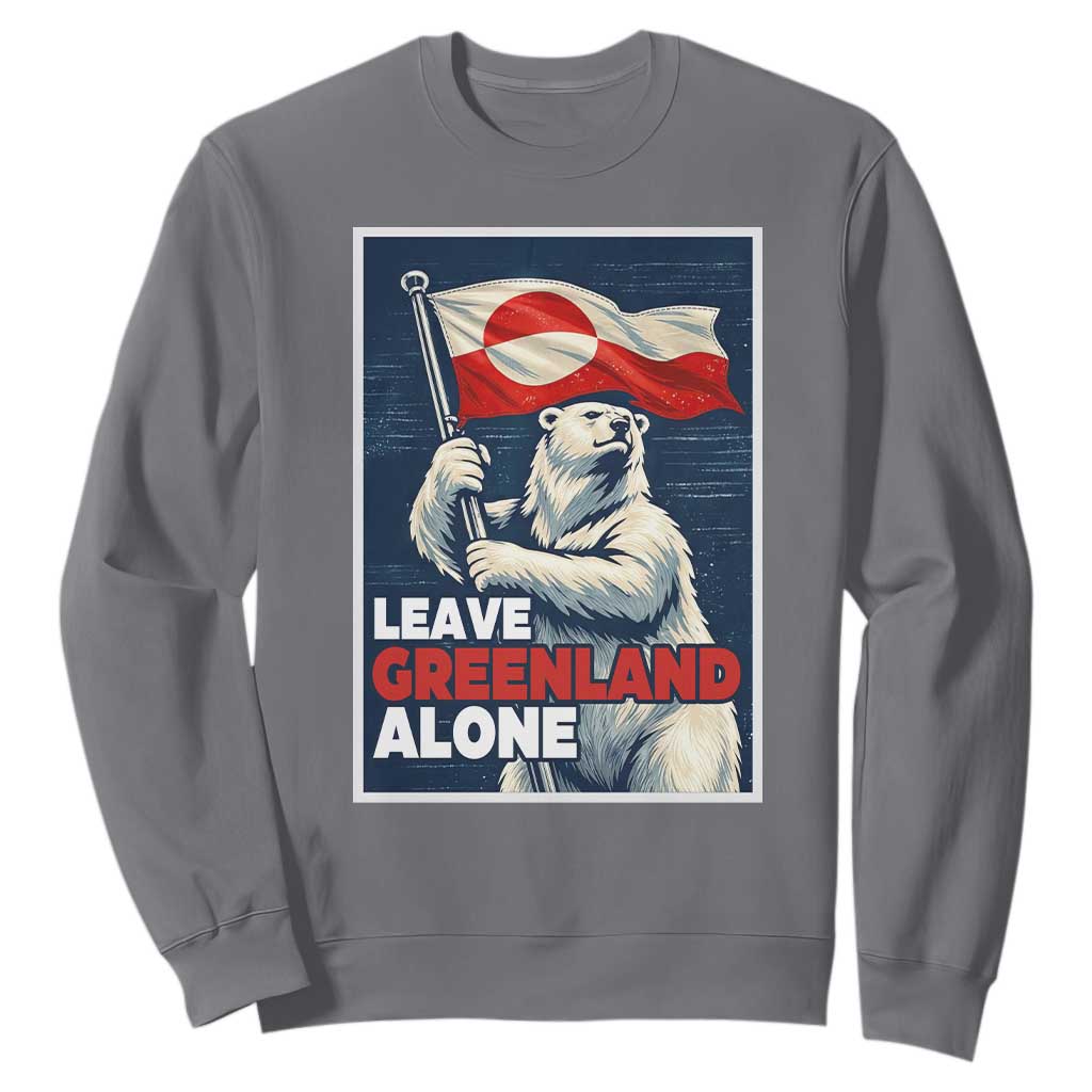 Leave Greenland Alone Vintage Poster Graphic Sweatshirt Retro Polar Bear Waving Flag Patriot TS02 Charcoal Print Your Wear