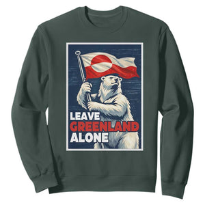 Leave Greenland Alone Vintage Poster Graphic Sweatshirt Retro Polar Bear Waving Flag Patriot TS02 Dark Forest Green Print Your Wear