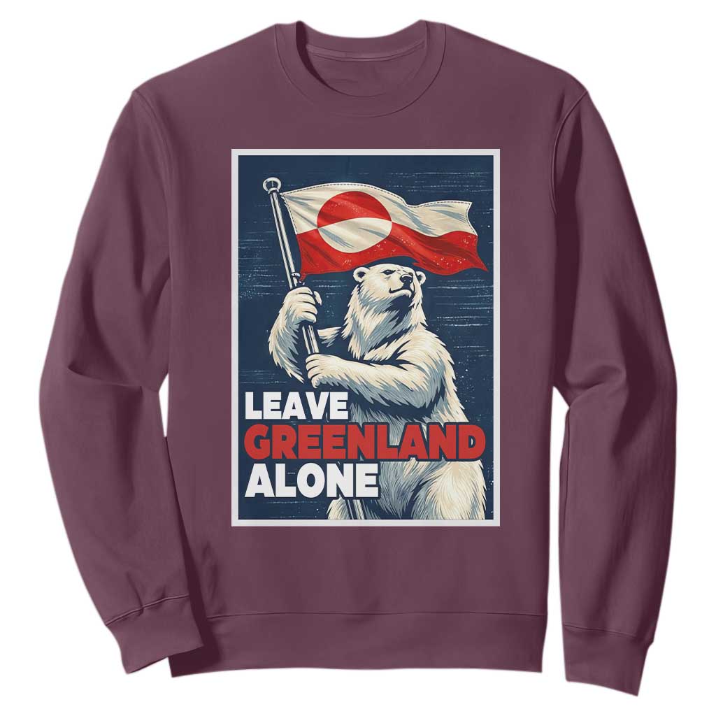 Leave Greenland Alone Vintage Poster Graphic Sweatshirt Retro Polar Bear Waving Flag Patriot TS02 Maroon Print Your Wear