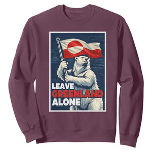 Leave Greenland Alone Vintage Poster Graphic Sweatshirt Retro Polar Bear Waving Flag Patriot TS02 Maroon Print Your Wear