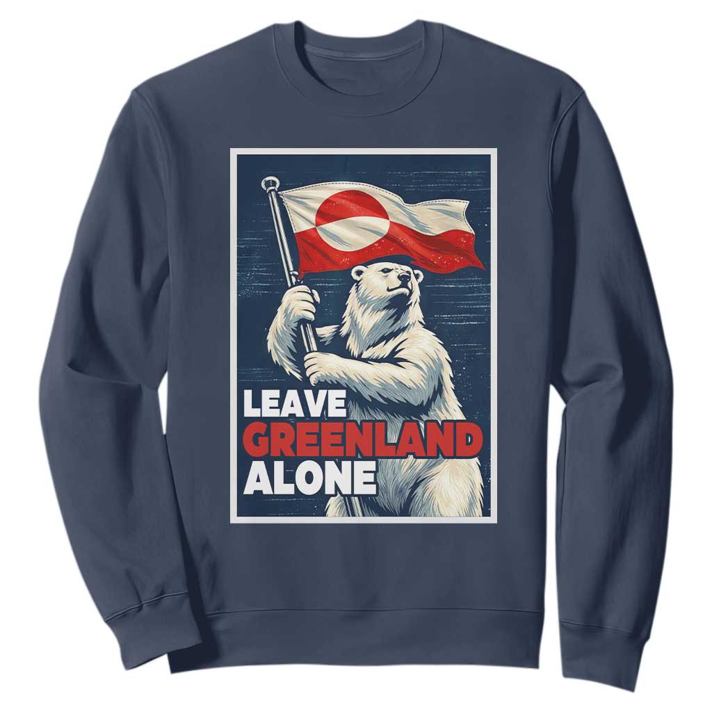 Leave Greenland Alone Vintage Poster Graphic Sweatshirt Retro Polar Bear Waving Flag Patriot TS02 Navy Print Your Wear