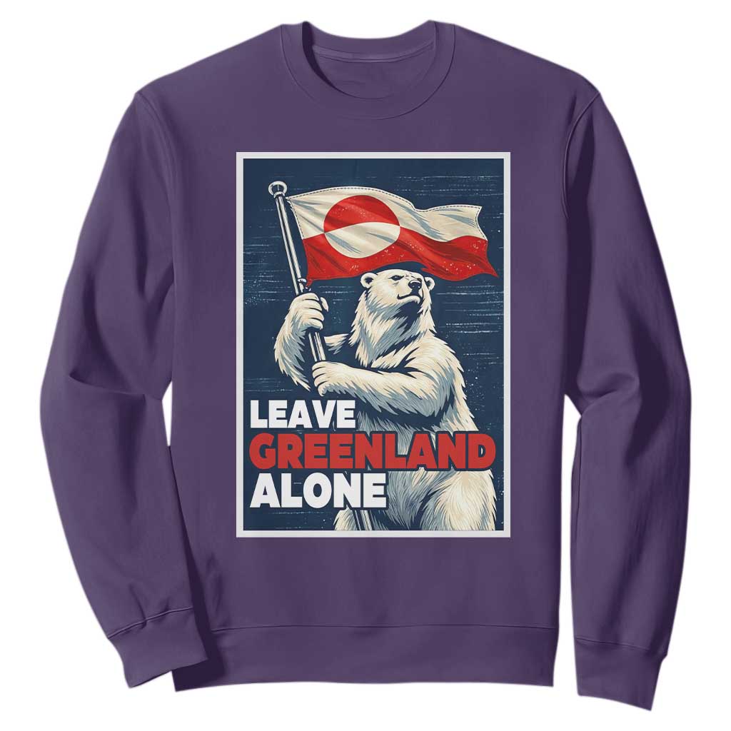 Leave Greenland Alone Vintage Poster Graphic Sweatshirt Retro Polar Bear Waving Flag Patriot TS02 Purple Print Your Wear