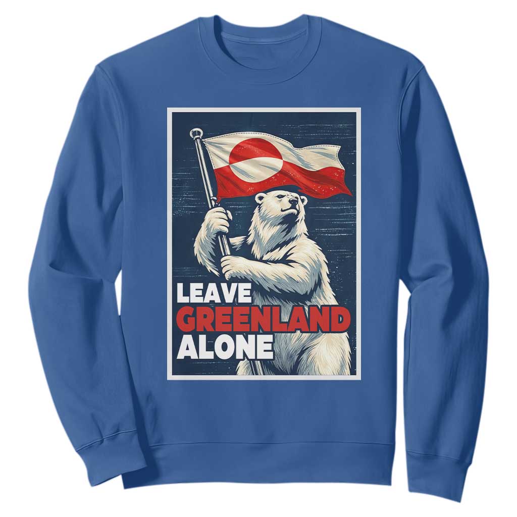 Leave Greenland Alone Vintage Poster Graphic Sweatshirt Retro Polar Bear Waving Flag Patriot TS02 Royal Blue Print Your Wear