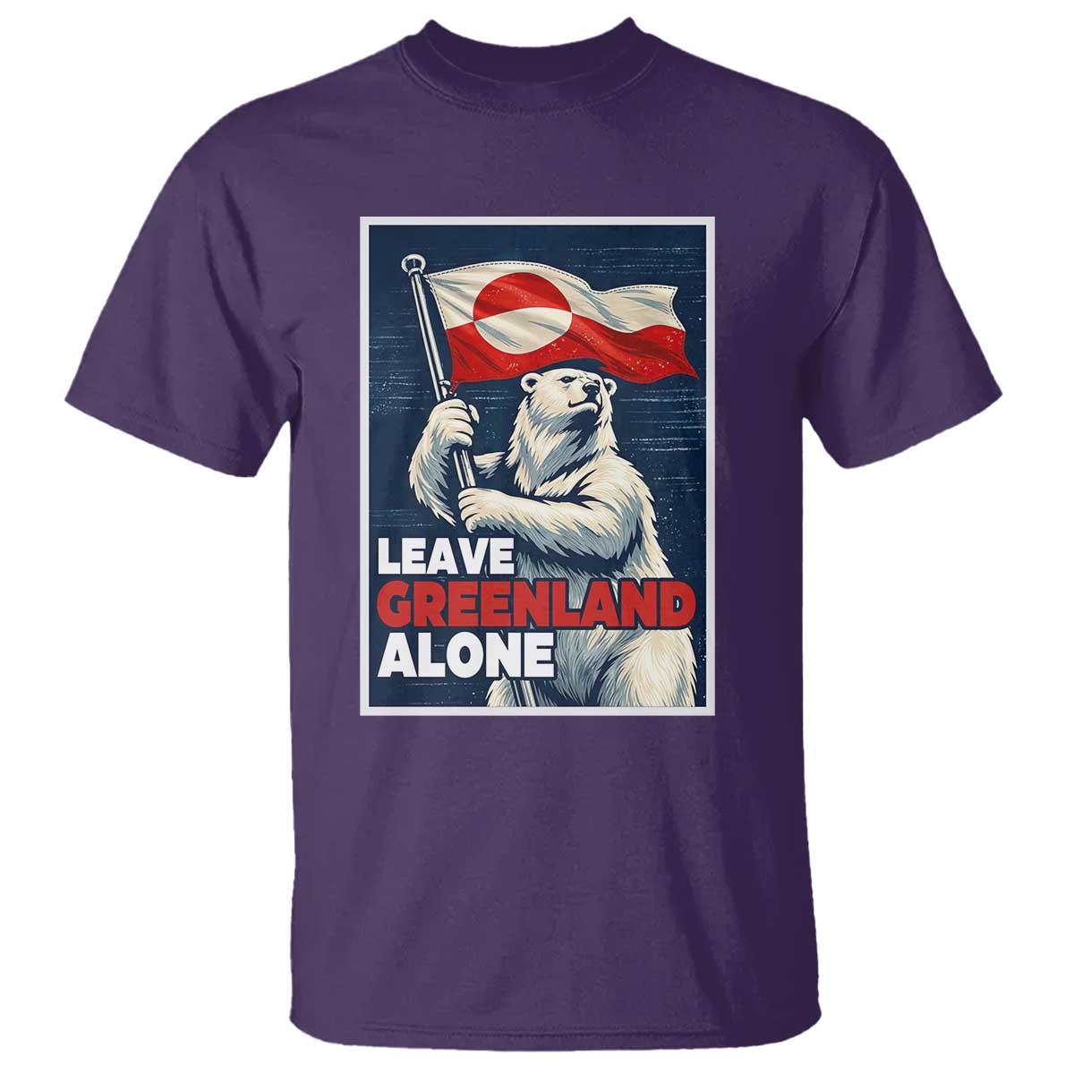 Leave Greenland Alone Vintage Poster Graphic T Shirt Retro Polar Bear Waving Flag Patriot TS02 Purple Print Your Wear