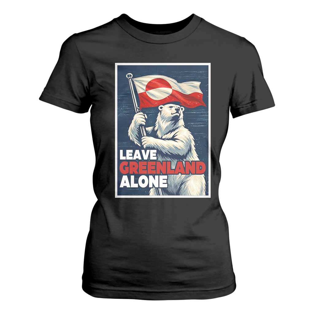 Leave Greenland Alone Vintage Poster Graphic T Shirt For Women Retro Polar Bear Waving Flag Patriot TS02 Black Print Your Wear