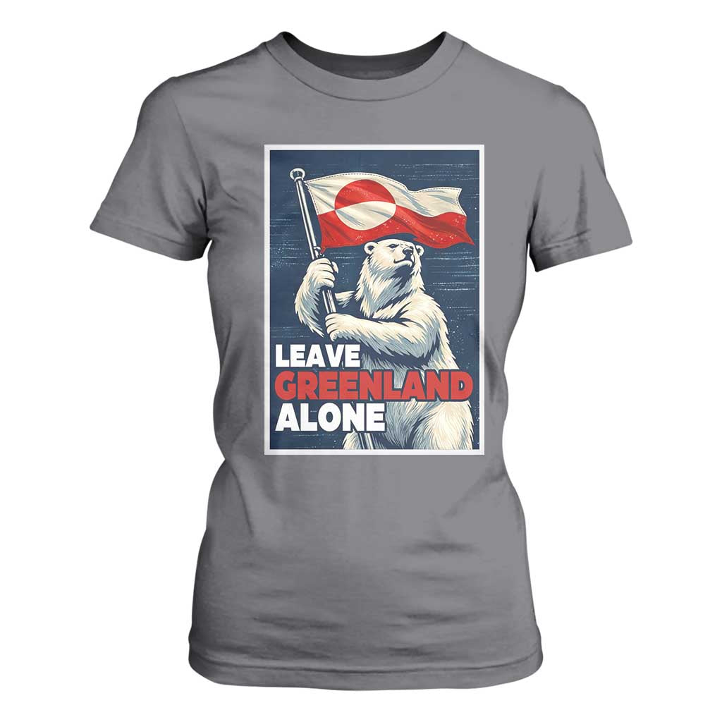 Leave Greenland Alone Vintage Poster Graphic T Shirt For Women Retro Polar Bear Waving Flag Patriot TS02 Charcoal Print Your Wear