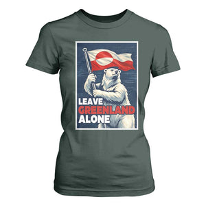 Leave Greenland Alone Vintage Poster Graphic T Shirt For Women Retro Polar Bear Waving Flag Patriot TS02 Dark Forest Green Print Your Wear