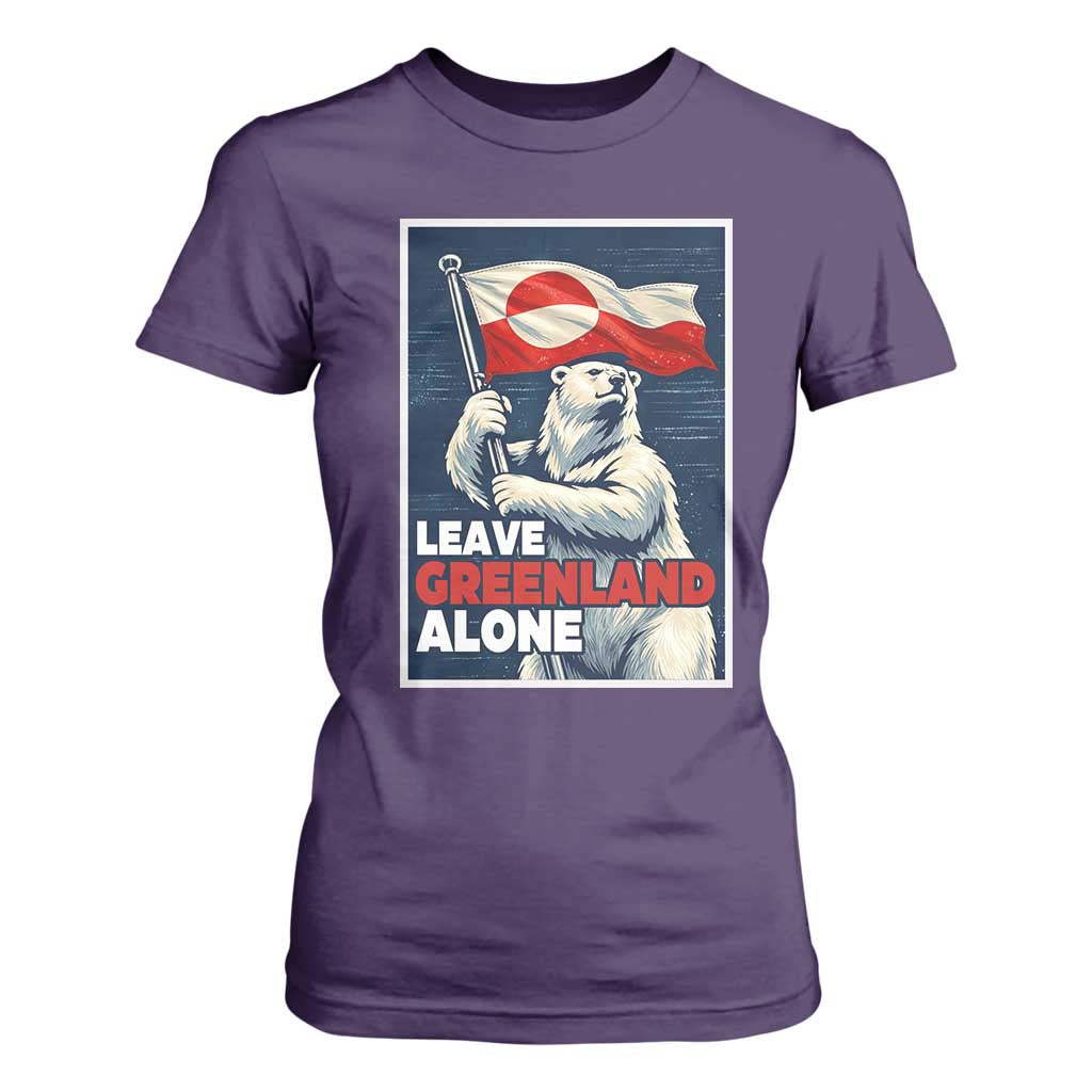Leave Greenland Alone Vintage Poster Graphic T Shirt For Women Retro Polar Bear Waving Flag Patriot TS02 Purple Print Your Wear
