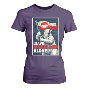 Leave Greenland Alone Vintage Poster Graphic T Shirt For Women Retro Polar Bear Waving Flag Patriot TS02 Purple Print Your Wear