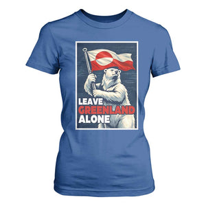 Leave Greenland Alone Vintage Poster Graphic T Shirt For Women Retro Polar Bear Waving Flag Patriot TS02 Royal Blue Print Your Wear