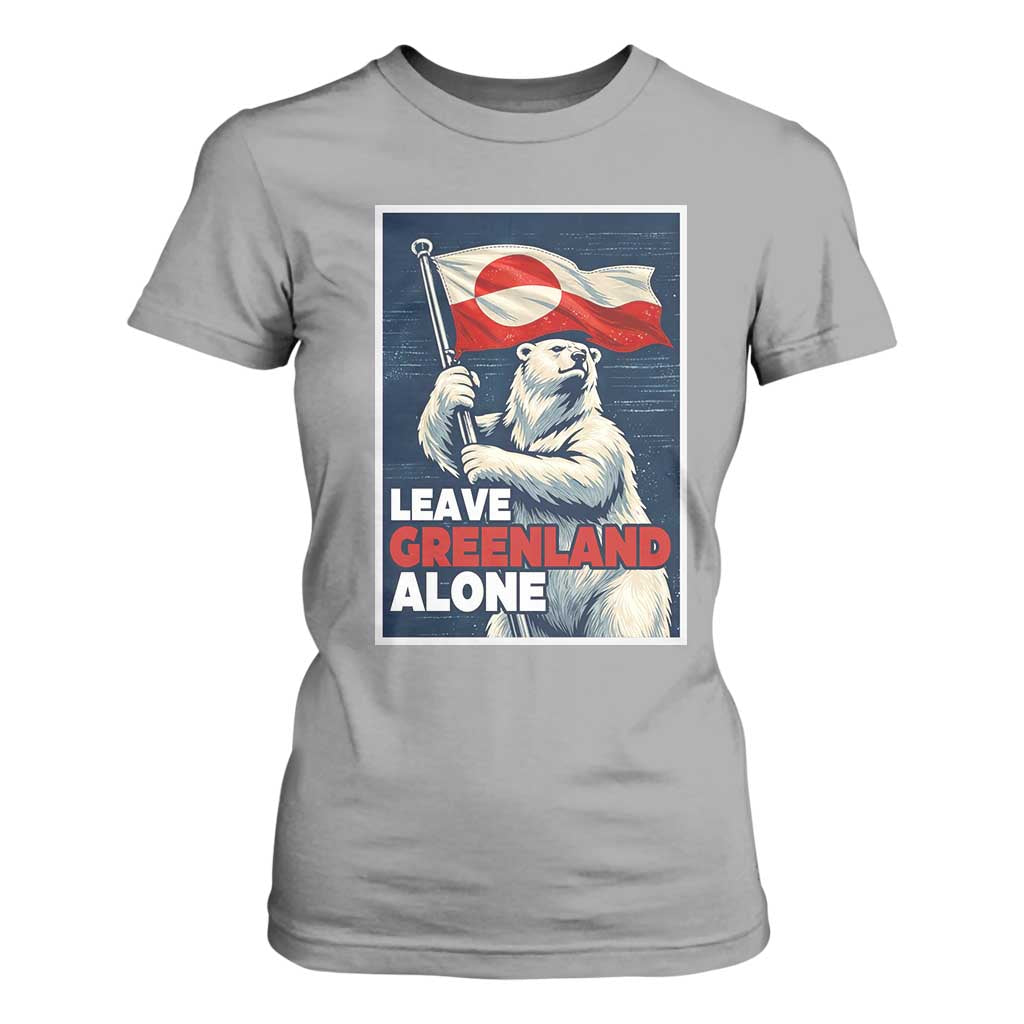 Leave Greenland Alone Vintage Poster Graphic T Shirt For Women Retro Polar Bear Waving Flag Patriot TS02 Sport Gray Print Your Wear
