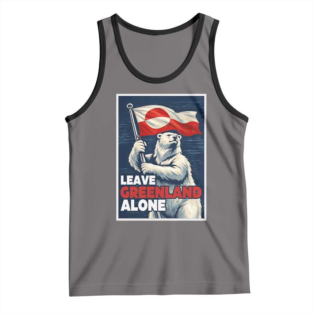 Leave Greenland Alone Vintage Poster Graphic Tank Top Retro Polar Bear Waving Flag Patriot TS02 Deep Heather Black Print Your Wear