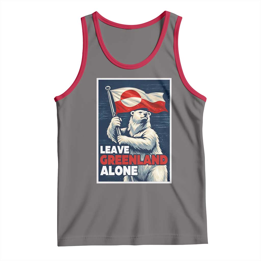 Leave Greenland Alone Vintage Poster Graphic Tank Top Retro Polar Bear Waving Flag Patriot TS02 Deep Heather Red Print Your Wear