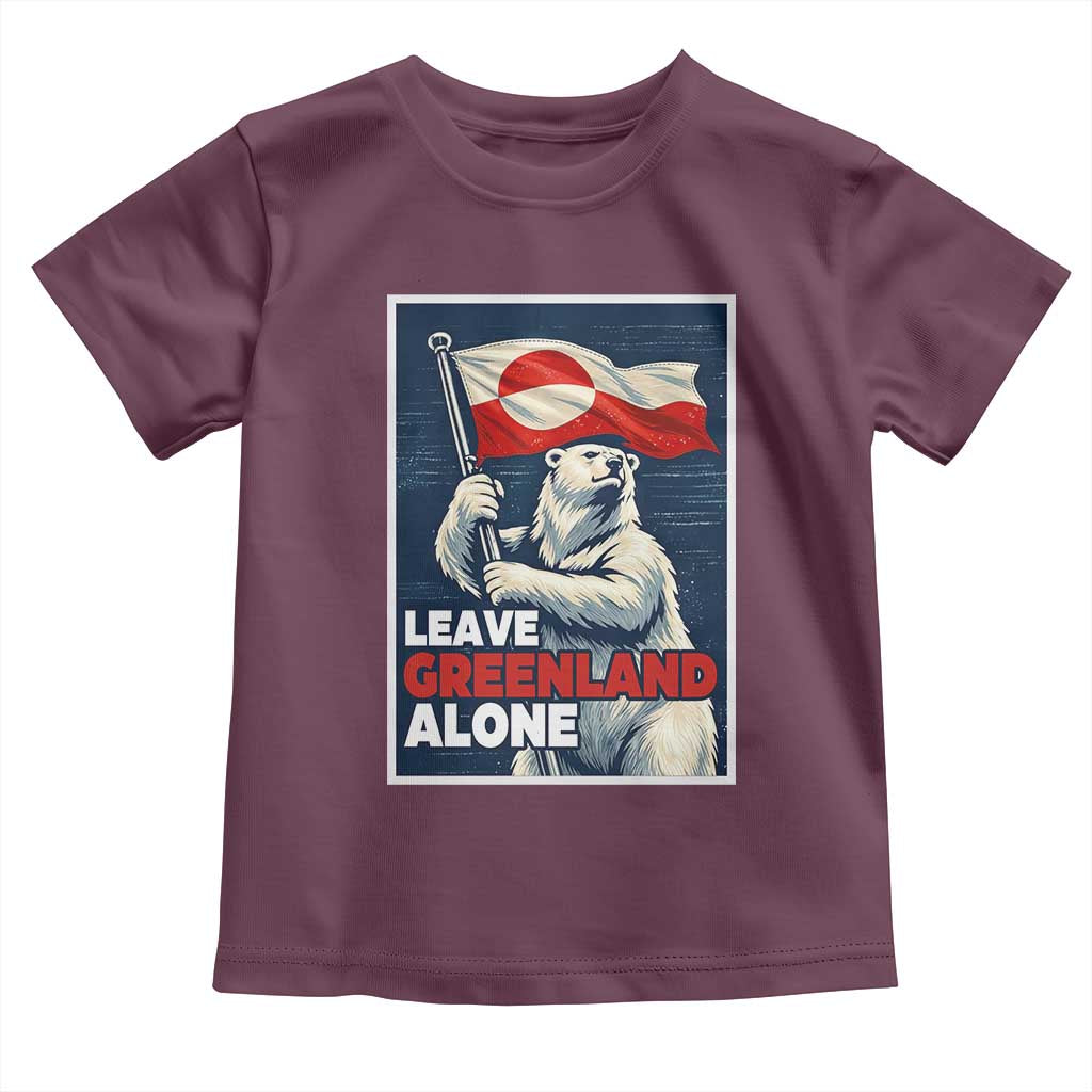 Leave Greenland Alone Vintage Poster Graphic Toddler T Shirt Retro Polar Bear Waving Flag Patriot TS02 Maroon Print Your Wear