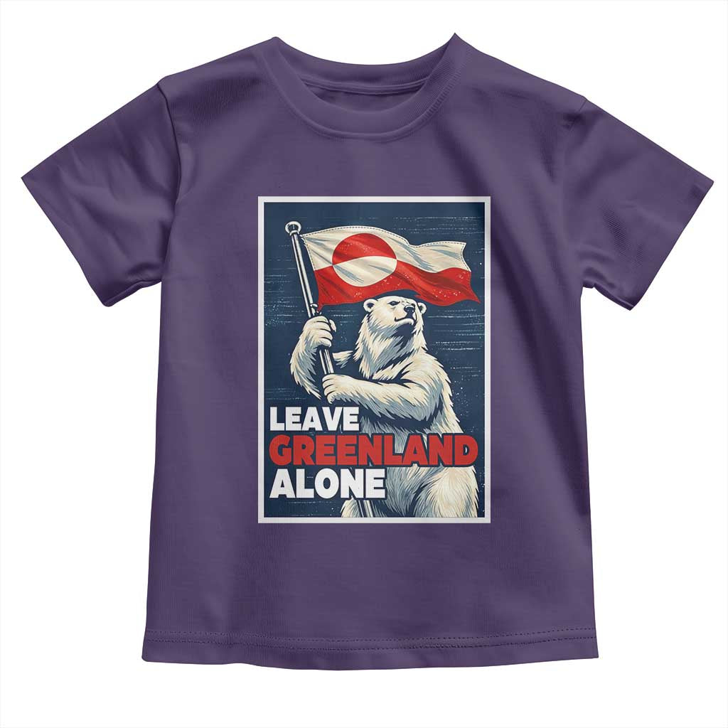 Leave Greenland Alone Vintage Poster Graphic Toddler T Shirt Retro Polar Bear Waving Flag Patriot TS02 Purple Print Your Wear
