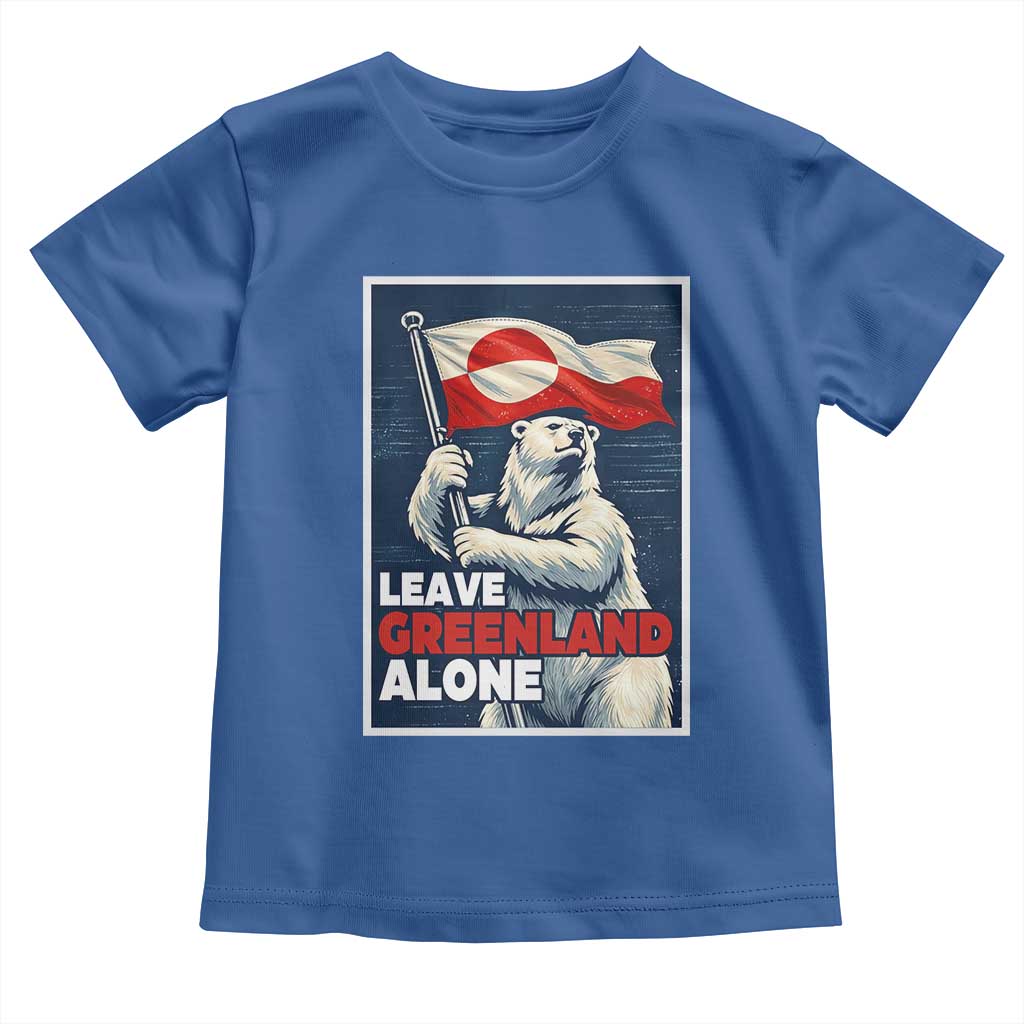 Leave Greenland Alone Vintage Poster Graphic Toddler T Shirt Retro Polar Bear Waving Flag Patriot TS02 Royal Blue Print Your Wear