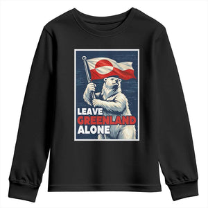 Leave Greenland Alone Vintage Poster Graphic Youth Sweatshirt Retro Polar Bear Waving Flag Patriot TS02 Black Print Your Wear