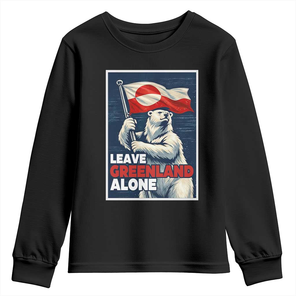 Leave Greenland Alone Vintage Poster Graphic Youth Sweatshirt Retro Polar Bear Waving Flag Patriot TS02 Black Print Your Wear