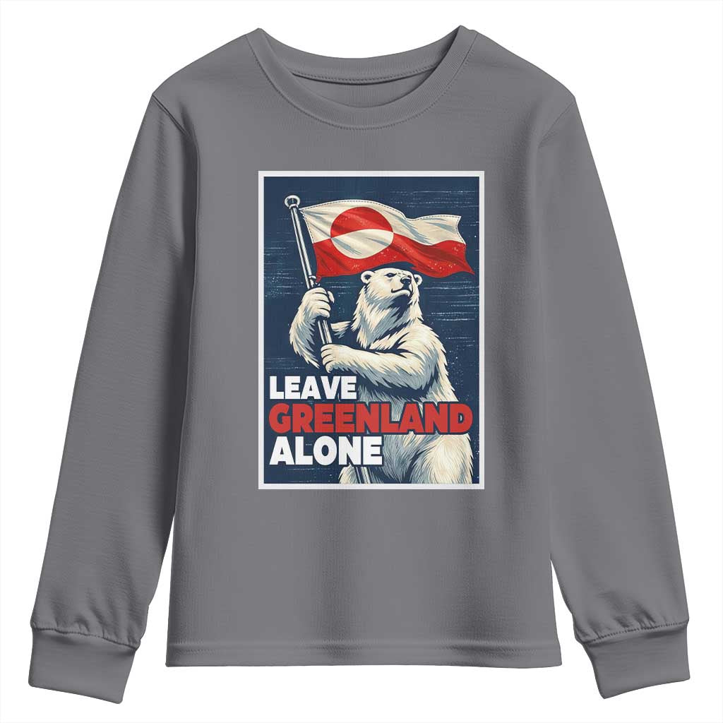 Leave Greenland Alone Vintage Poster Graphic Youth Sweatshirt Retro Polar Bear Waving Flag Patriot TS02 Charcoal Print Your Wear