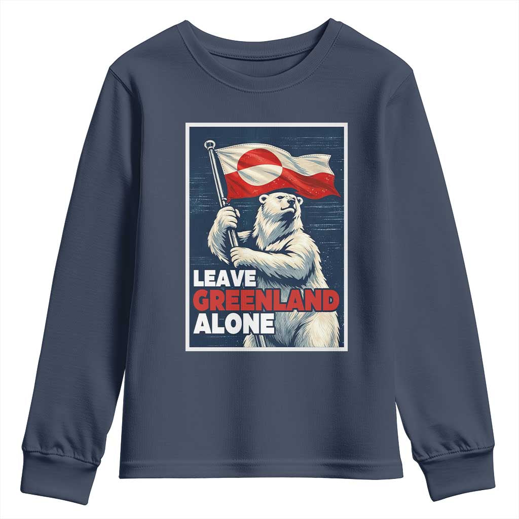 Leave Greenland Alone Vintage Poster Graphic Youth Sweatshirt Retro Polar Bear Waving Flag Patriot TS02 Navy Print Your Wear